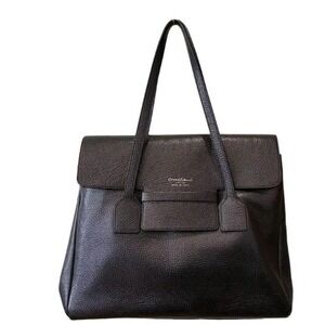 Cruciani Black Pebbled Leather Structural Flap Handbag LNC! GORGEOUS
